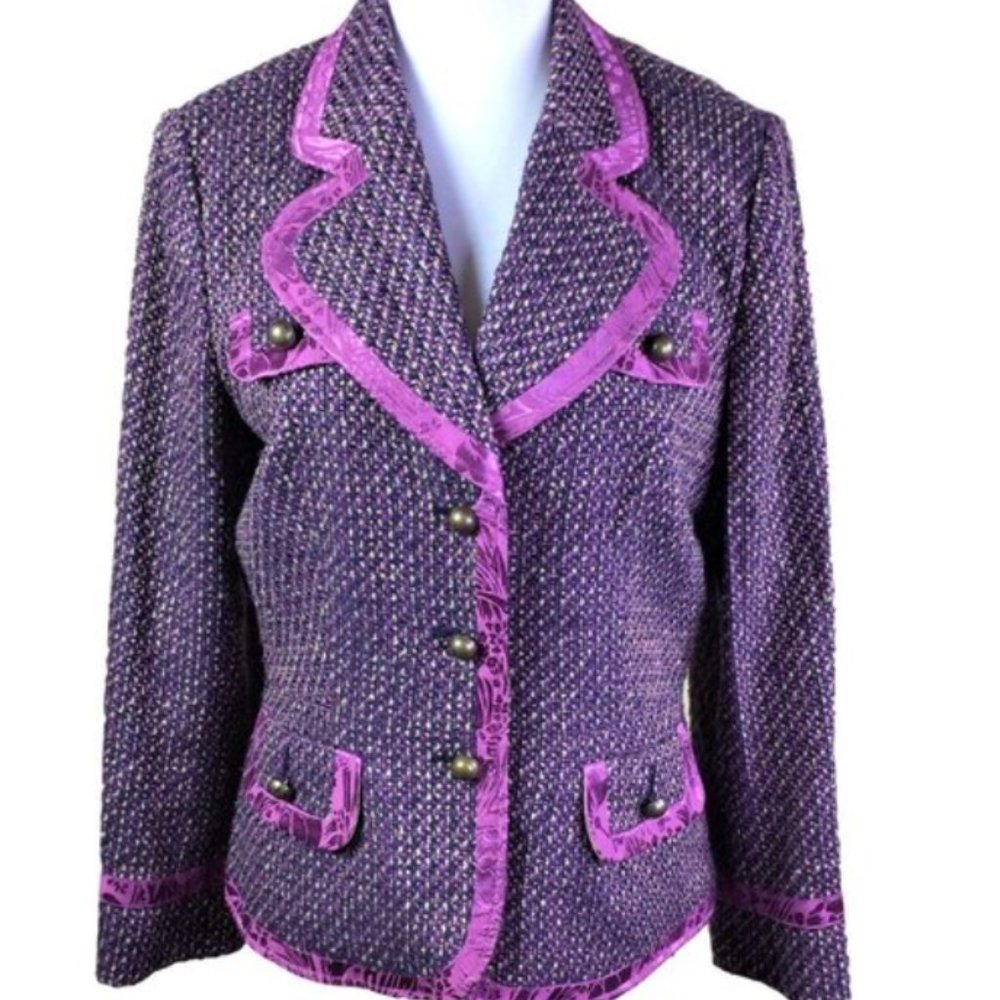 Bisou Bisou Purple Blazer Size 16 EUC